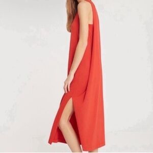 Cuyana Sleeveless Red Midi Drape Back Dress